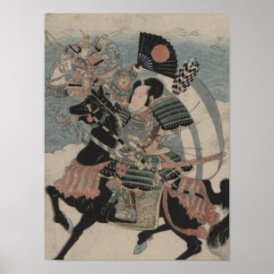 Póster Samurai en Horseback alrededor de principios del s