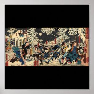 Póster Samurai en la guerra en la nieve circa 1800's