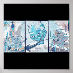 Póster Samurai fighting evil spirit circa 1860