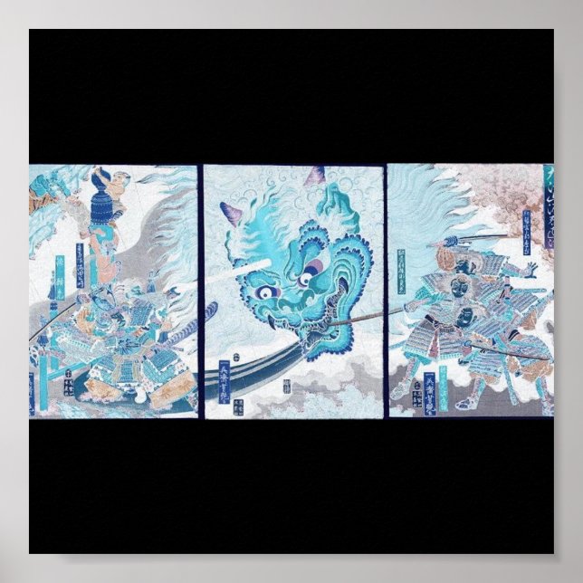 Póster Samurai fighting evil spirit circa 1860 (Frente)