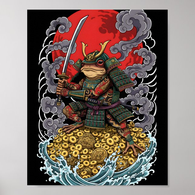 Póster Samurai Frog of Fortune – Mythical Warrior Art (Frente)