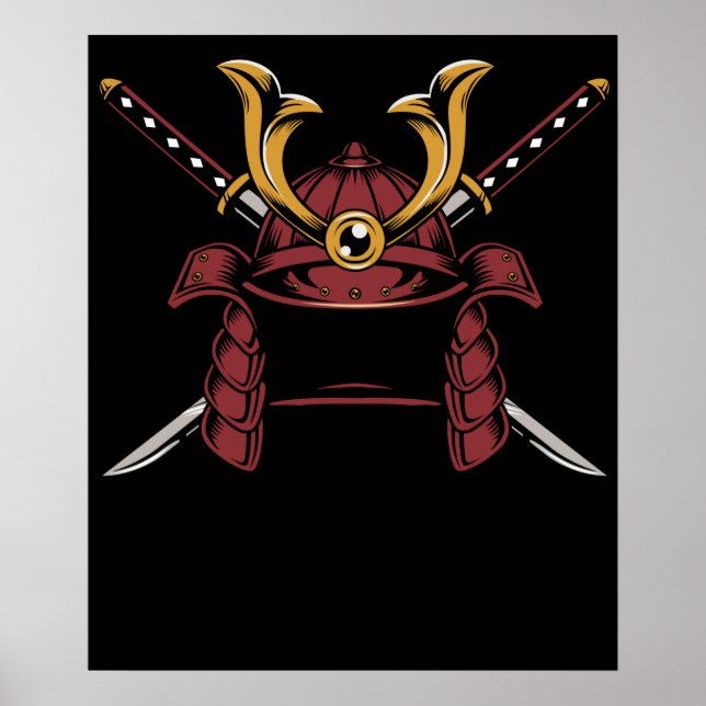 Póster Samurai Helmet Japonés Guerrero Samurai (Frente)