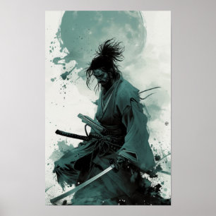 Póster Samurai japonés con una mirada de Guay - Poster im