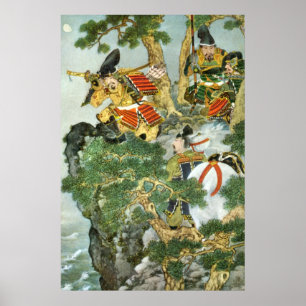 Póster Samurai japonés en árbol
