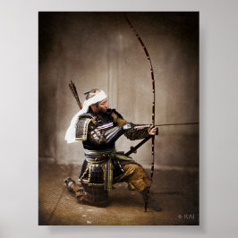 Póster Samurai japonés en armas con ceño