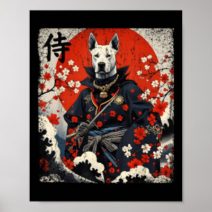 Póster Samurai japonés Pitbull Tattoo Kawaii Ukiyo-e Nin