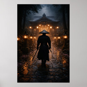 Póster Samurái Japonés - Tema Oscuro