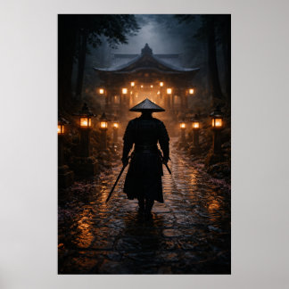 Póster Samurái Japonés - Tema Oscuro