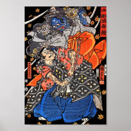 Póster Samurai lucha contra el demonio azul