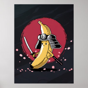 Póster Samurai Pixel y Banana Artwork