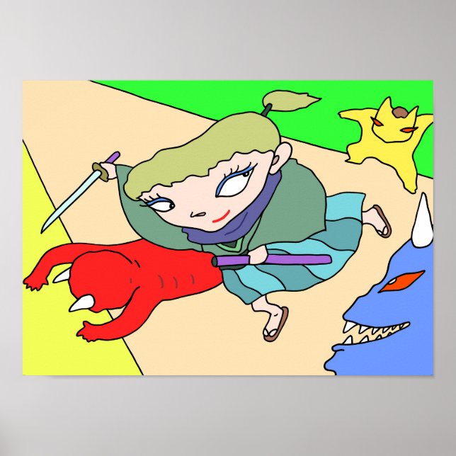 Póster Samurái Pop y Demonios Coloridos. (Frente)