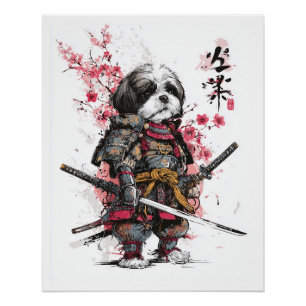 Póster Samurái Shih Tzu � Perro Guerrero Épico