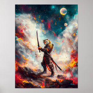 Póster Samurái Tigre Galáctico – Maestro de la Hoja Cósmi