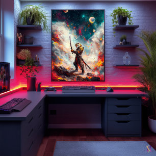 Póster Samurái Tigre Galáctico – Maestro de la Hoja Cósmi