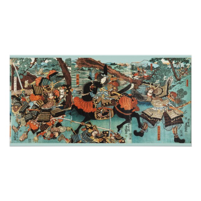 PÓSTER SAMURAI TOMOE GOZEN HORSEBACK EN LA BATALLA (Anverso)