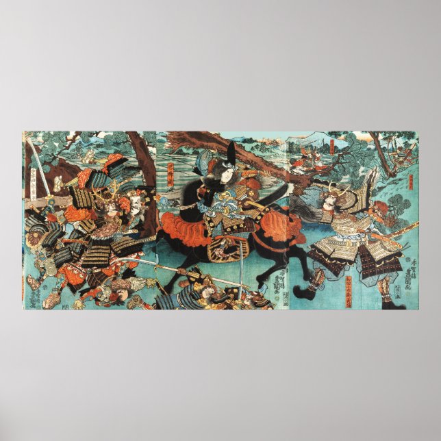 PÓSTER SAMURAI TOMOE GOZEN HORSEBACK EN LA BATALLA (Frente)