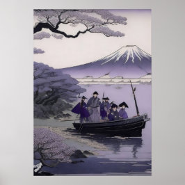 Póster Samurai Wall Art Mount Fuji Japanese Poster