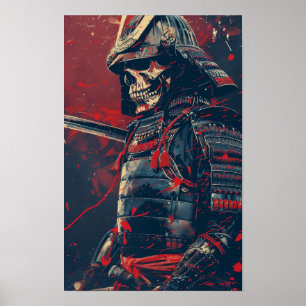Póster Samurai Warrior Skull Ilustracion Poster de Guay