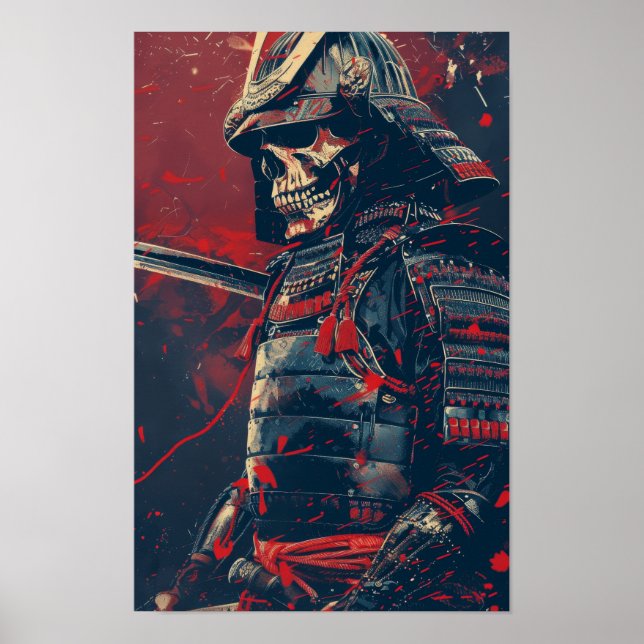 Póster Samurai Warrior Skull Ilustracion Poster de Guay (Frente)
