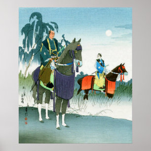 Póster Samuráis a Caballo Hasegawa Sadanobu III 1950s