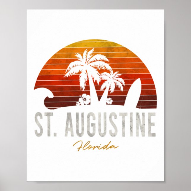Póster San Agustín Beach Florida Palmas Vacation Surf (Frente)