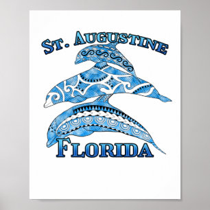 Póster San Agustín Florida Vacaciones para delfines triba