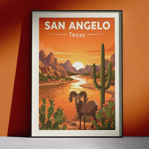 Póster San Angelo Texas Antiguo