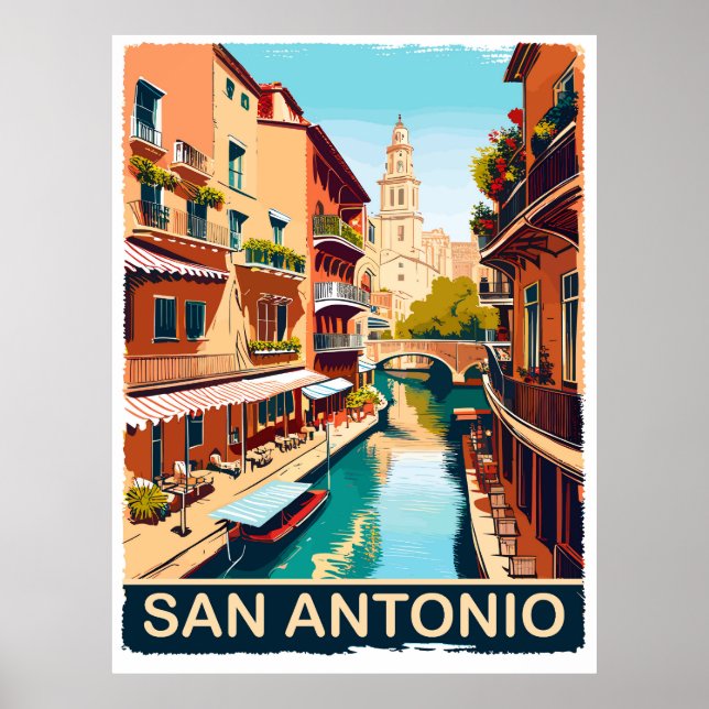 Póster San Antonio, Ciudad, Viaje (Frente)