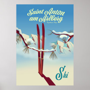 Póster San Antonio en Arlberg, Alpes de Tirol, esquí en A