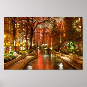 Póster San Antonio Riverwalk at Christmas Poster