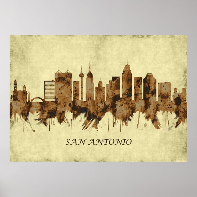 Póster San Antonio Texas Cityscape (Frente)