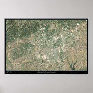 Póster San Antonio, Texas desde un cartel de satélite esp