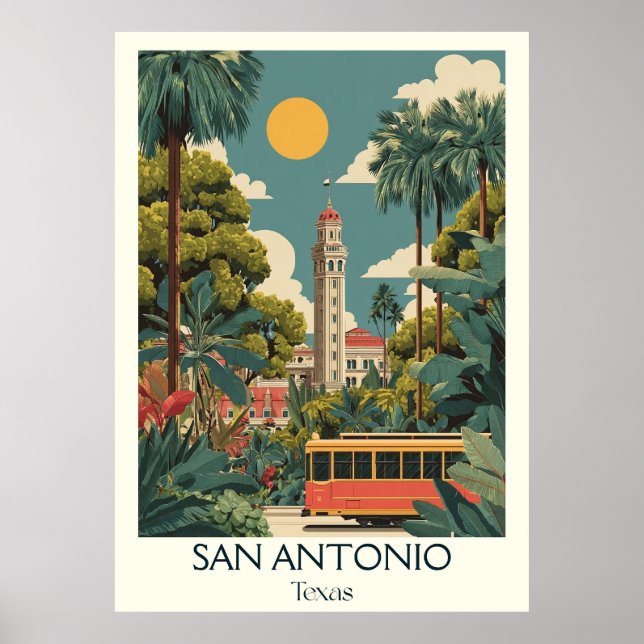 Póster San Antonio Texas Mission Riverwalk (Frente)