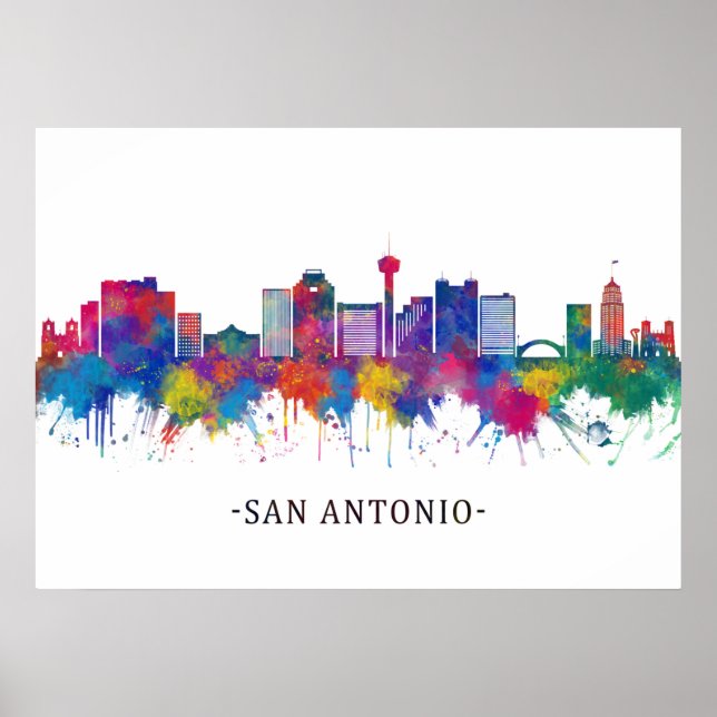 Póster San Antonio Texas Skyline (Frente)