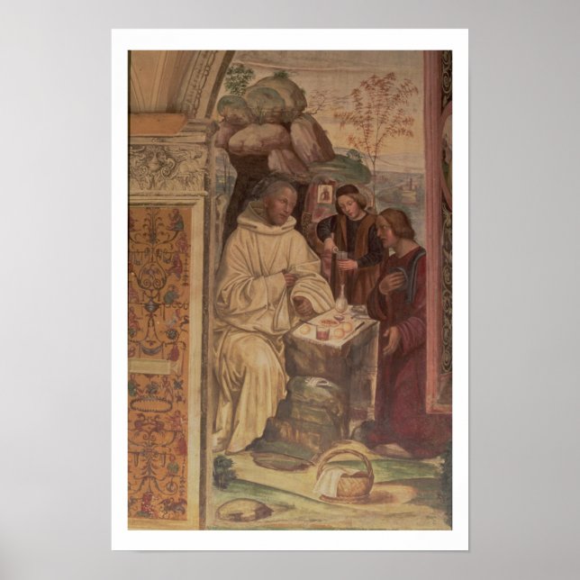 Póster San Benedicto contra un paisaje, de la vida o (Frente)