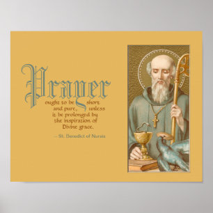 Póster San Benito de Nursia (JM 07; Cita sobre la Oración