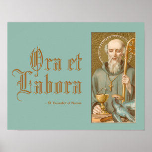 Póster San Benito de Nursia (JM 07; Lema en Latín)