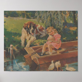 Póster San Bernard, Patos, Niña en bote