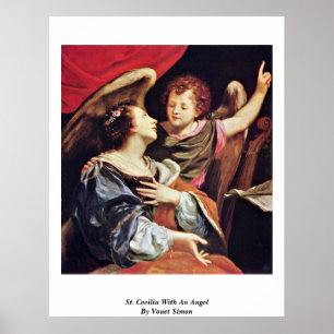 Póster San Cecilia Con Un Ángel De Vouet Simon