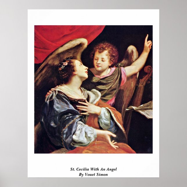 Póster San Cecilia Con Un Ángel De Vouet Simon (Frente)