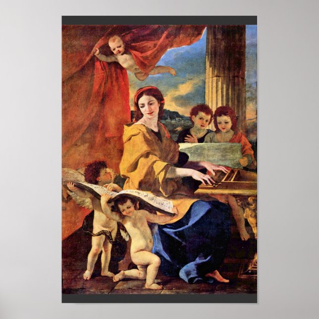 Póster San Cecilia Por Poussin Nicolas (Mejor Calidad) (Frente)