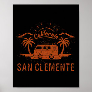 Póster San Clemente, Ca California Retro Vintage Surfing 