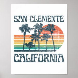 Póster San Clemente California Playa Vacaciones de Verano