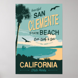 Póster San Clemente State Beach Travel Poster