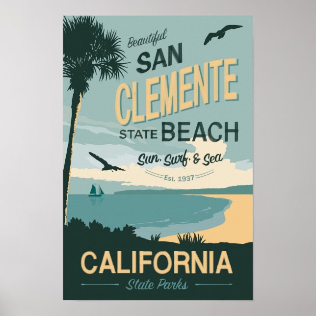 Póster San Clemente State Beach Travel Poster (Frente)