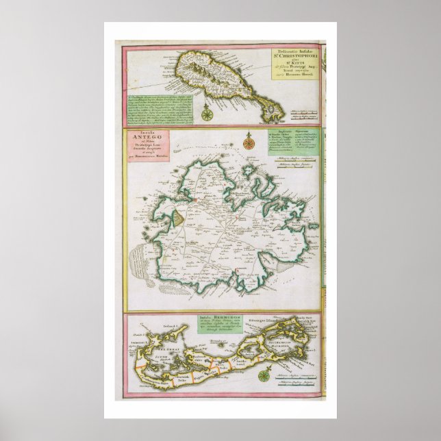 Póster San Cristóbal, Antigua y Bermudas, detalle de un m (Frente)
