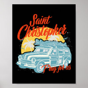 Póster San Cristóbal Surfista Tipo Hombre Surfista Playa 