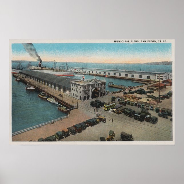 Póster San Diego, CA - Barrio costero municipal (Frente)