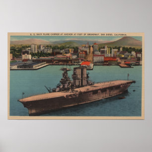 Póster San Diego, CA - portaaviones de la marina