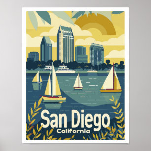 Póster San Diego CA - Vista al otro lado de la bahía Viaj